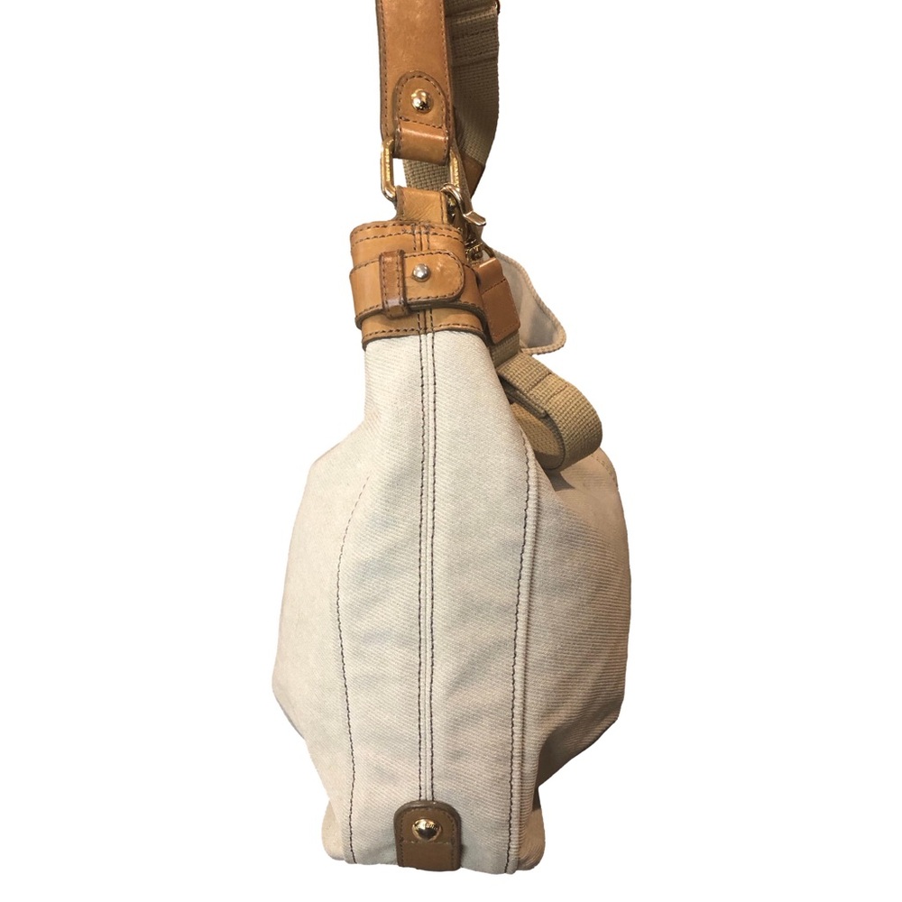 BURBERRY Blue Label Light Beige Canvas Bag with Leather Trim and Crossbody Strap - Picture 12 of 17